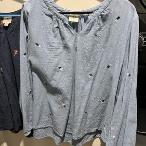 St. John’s Bay shirts 2 for 1 price. Blue Embroidered Long-Sleeve Women’s Tops.